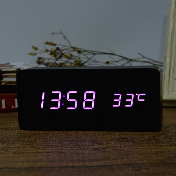 Wood Design LED Alarm Clock