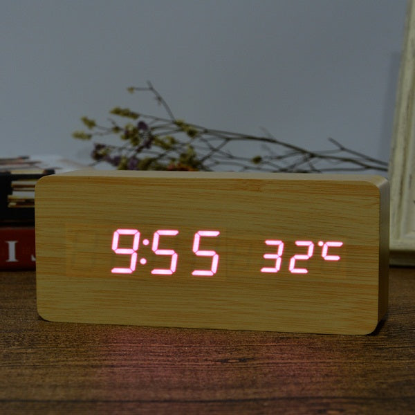 Wood Design LED Alarm Clock