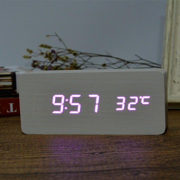 Wood Design LED Alarm Clock