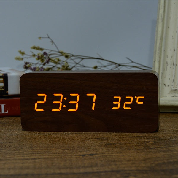 Wood Design LED Alarm Clock