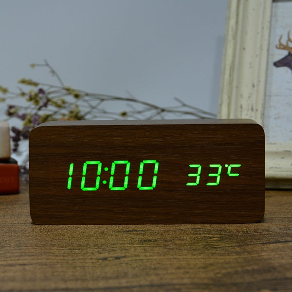 Wood Design LED Alarm Clock
