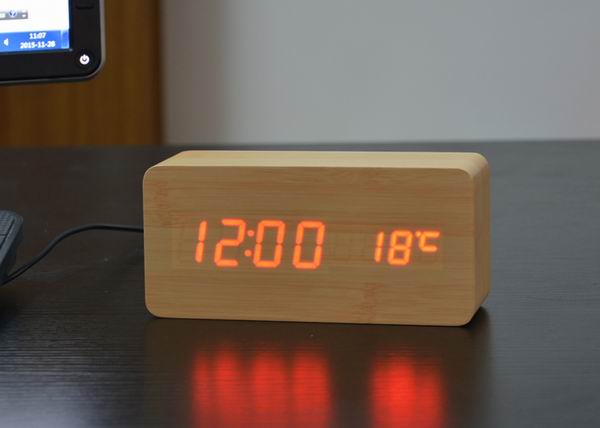 Wood Design LED Alarm Clock